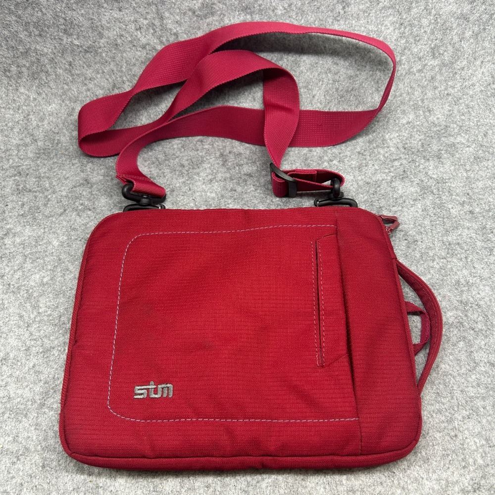 STM Unisex Tablet Crossbody Bag OS Red Ripstop Padded Tech Sleeve